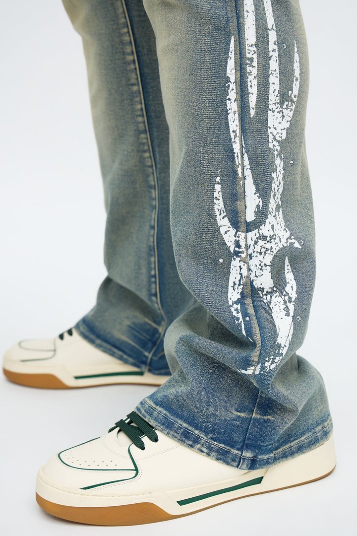 Stacked Skinny Flare Rockstar Life Jewel Jean - Light Wash