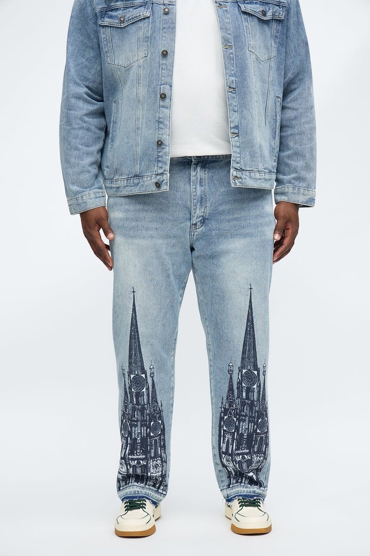 Straight Cathedral Jean - Medium Blue Wash