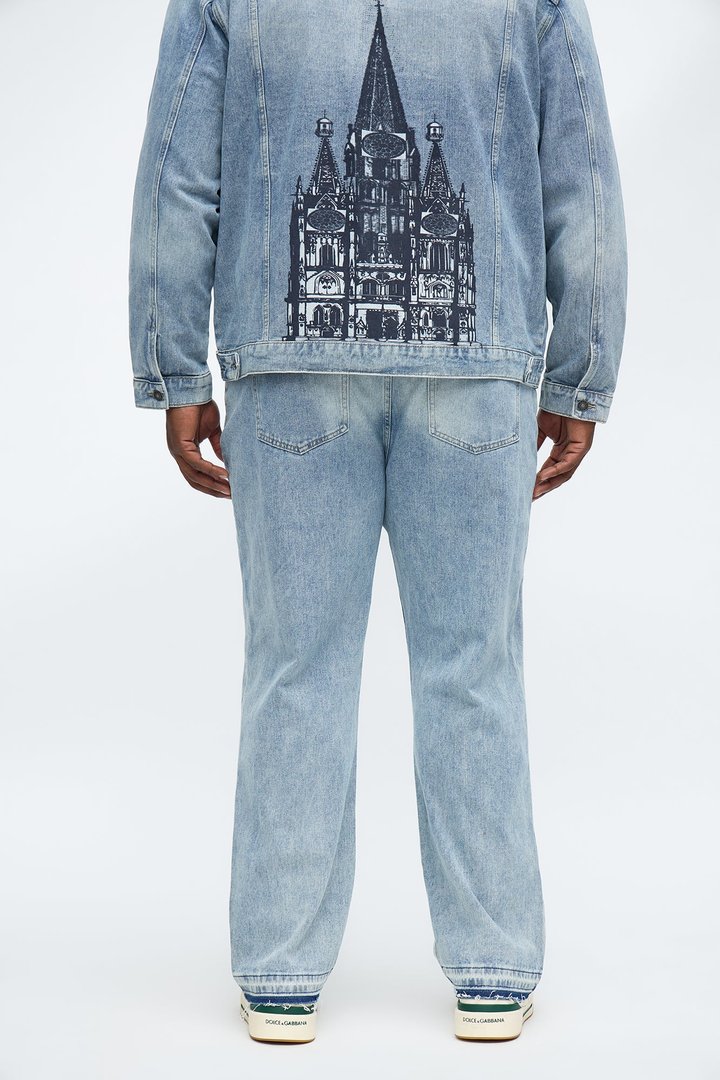 Straight Cathedral Jean - Medium Blue Wash