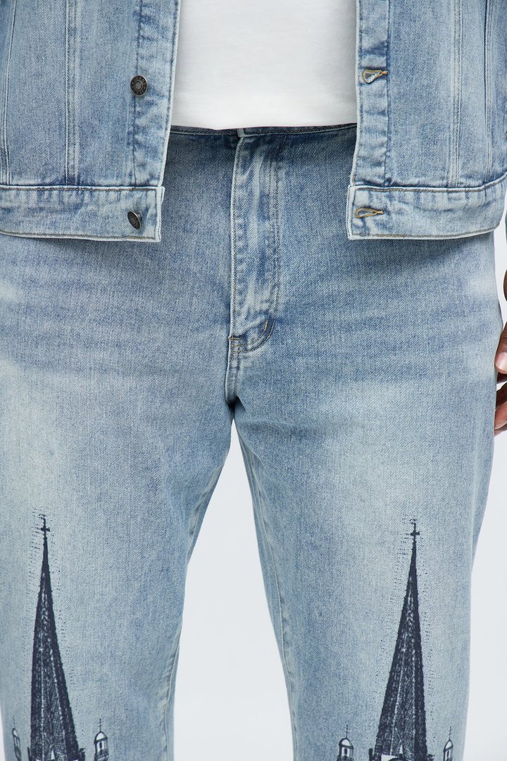 Straight Cathedral Jean - Medium Blue Wash