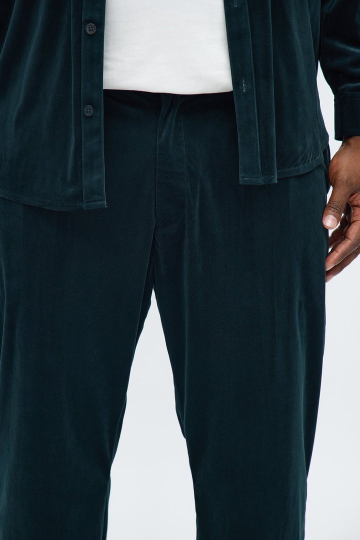 Straight Lincoln Park Textured Trouser - Hunter Green
