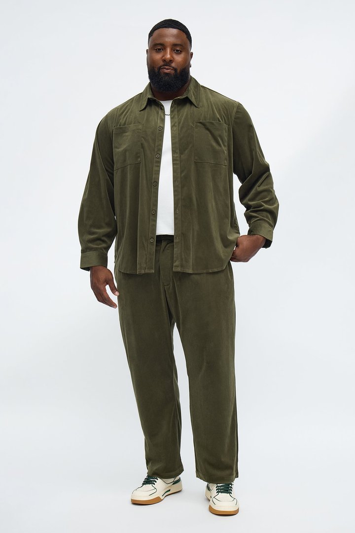 Straight Lincoln Park Textured Trouser - Dark Olive