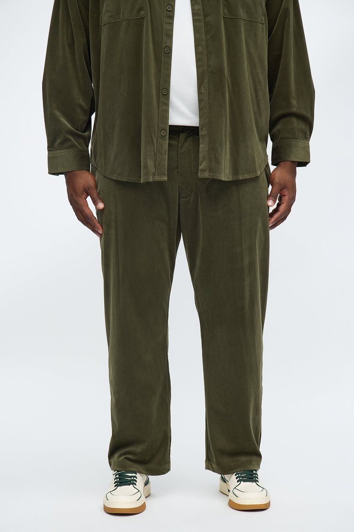 Straight Lincoln Park Textured Trouser - Dark Olive