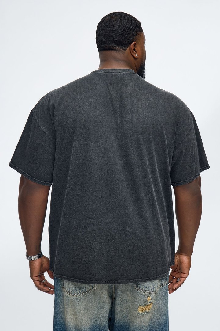Cross Rhinestones Oversized Short Sleeve Tee - Black
