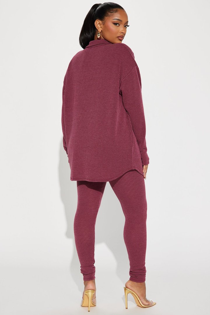 Maddie Ribbed Legging Set - Burgundy