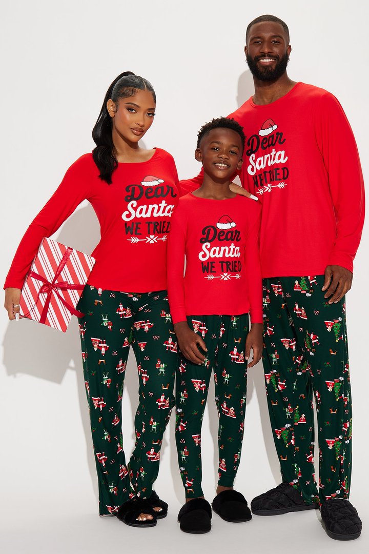 Mini Dear Santa Matching Family Pant Set - Red/combo