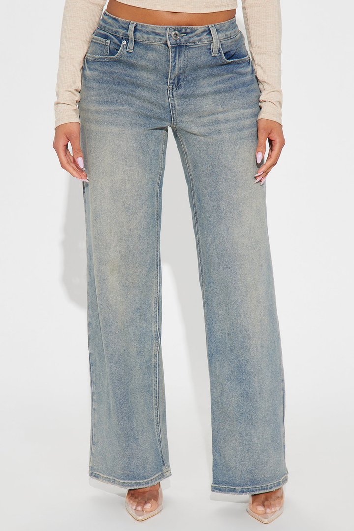 Talk To The Hand Low Rise 90's Jeans - Vintage Wash
