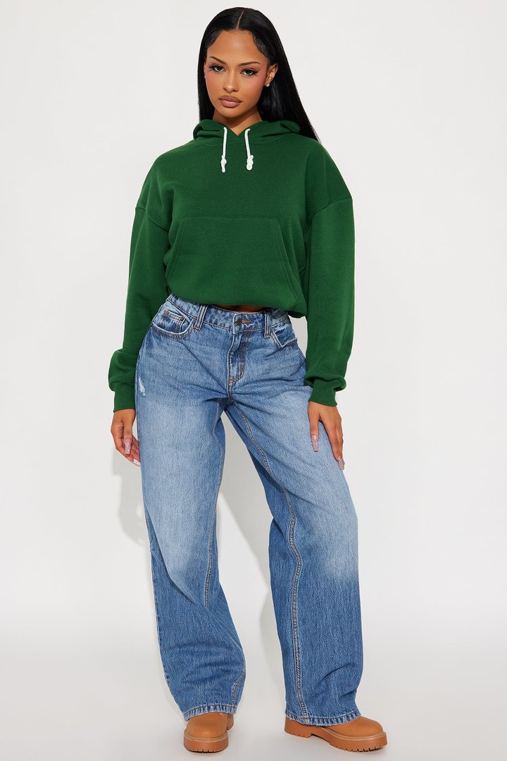 Minimalist Fleece Hoodie Sweatshirt - Hunter Green