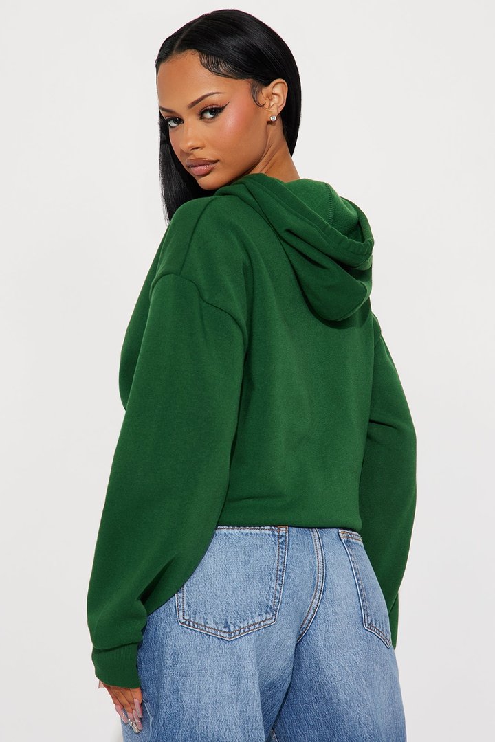 Minimalist Fleece Hoodie Sweatshirt - Hunter Green