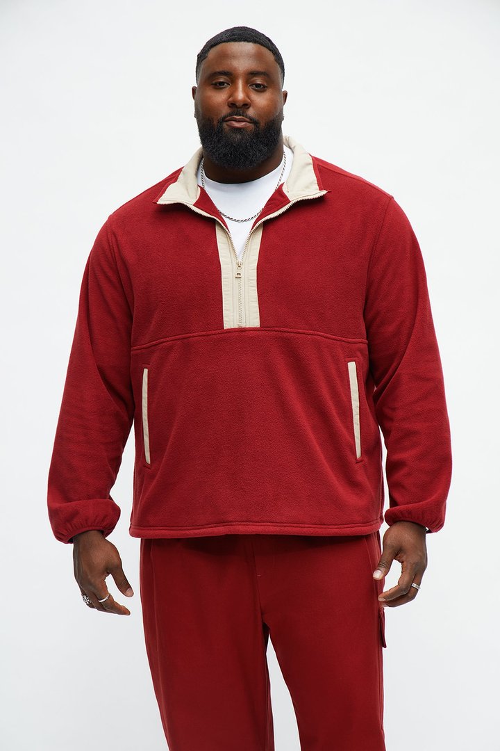 Take A Hike Quarter Zip Sweatshirt - Burgundy