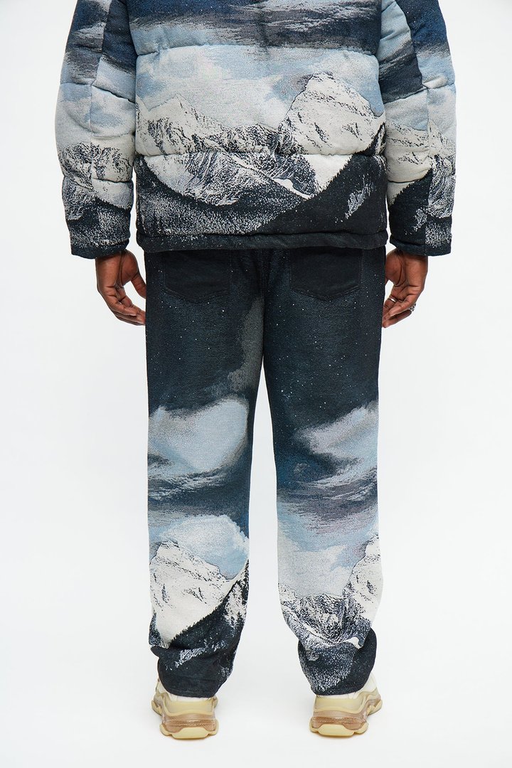 Straight Cabin Escape Tapestry Pant - Navy