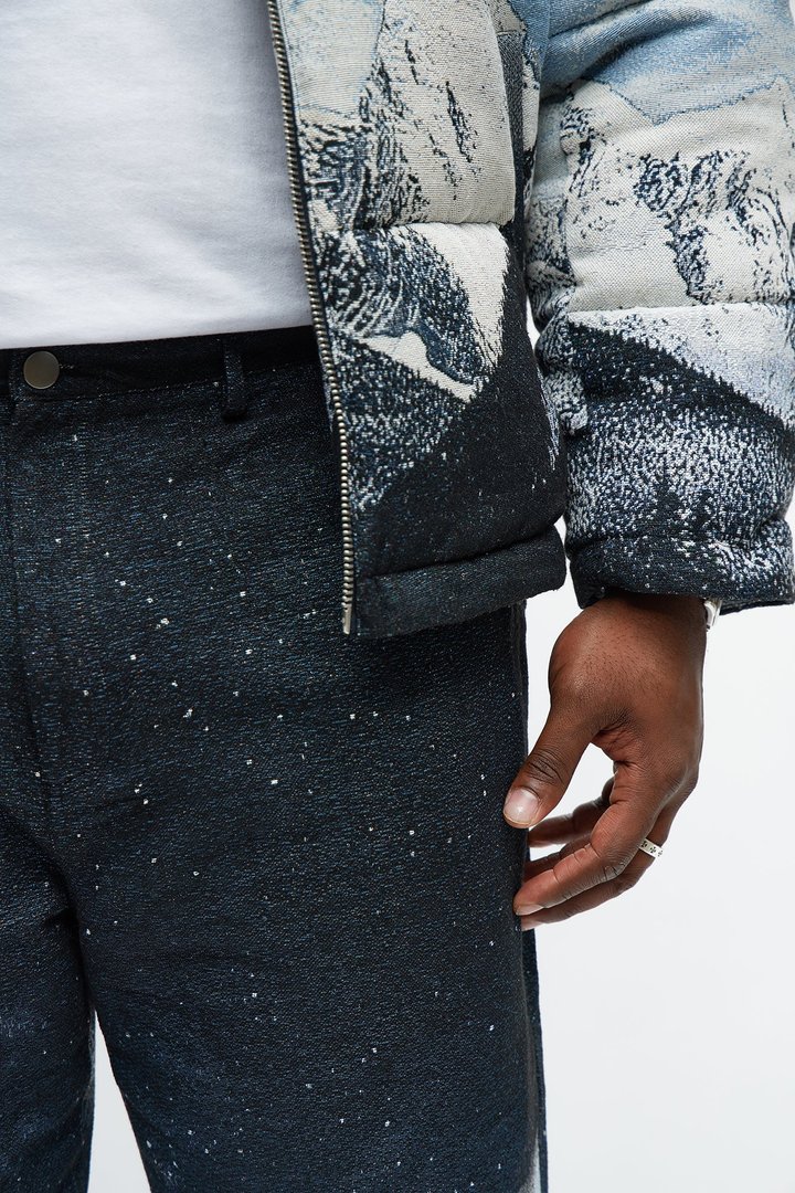 Straight Cabin Escape Tapestry Pant - Navy
