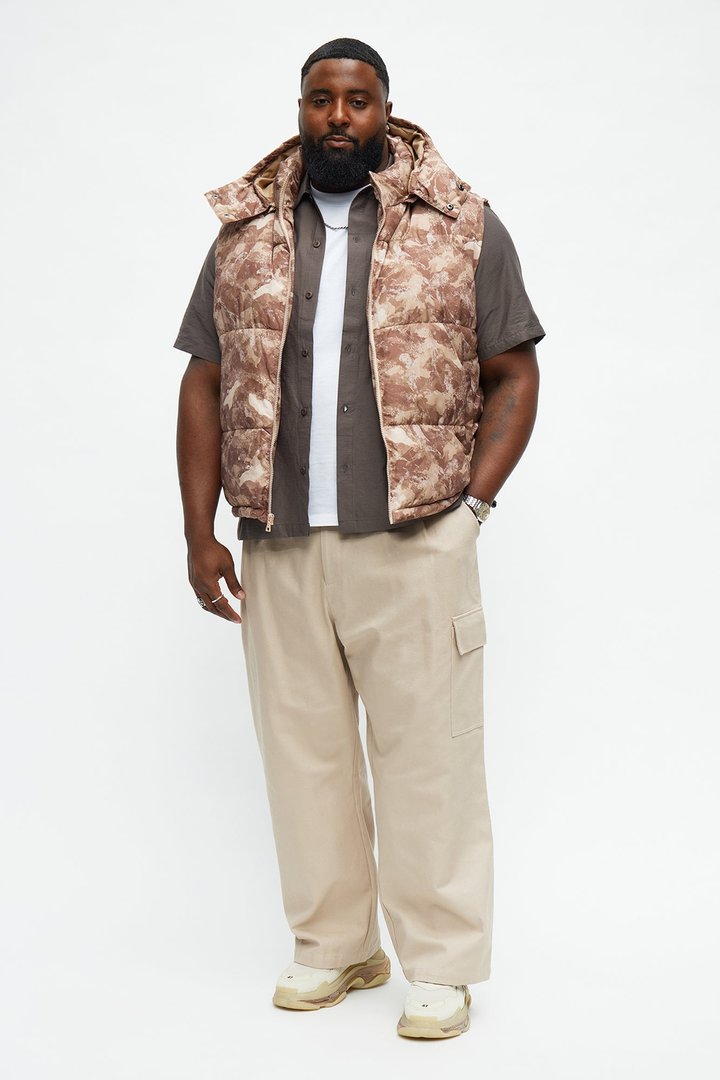 Hooded Into The Trenches Puffer Vest - Brown