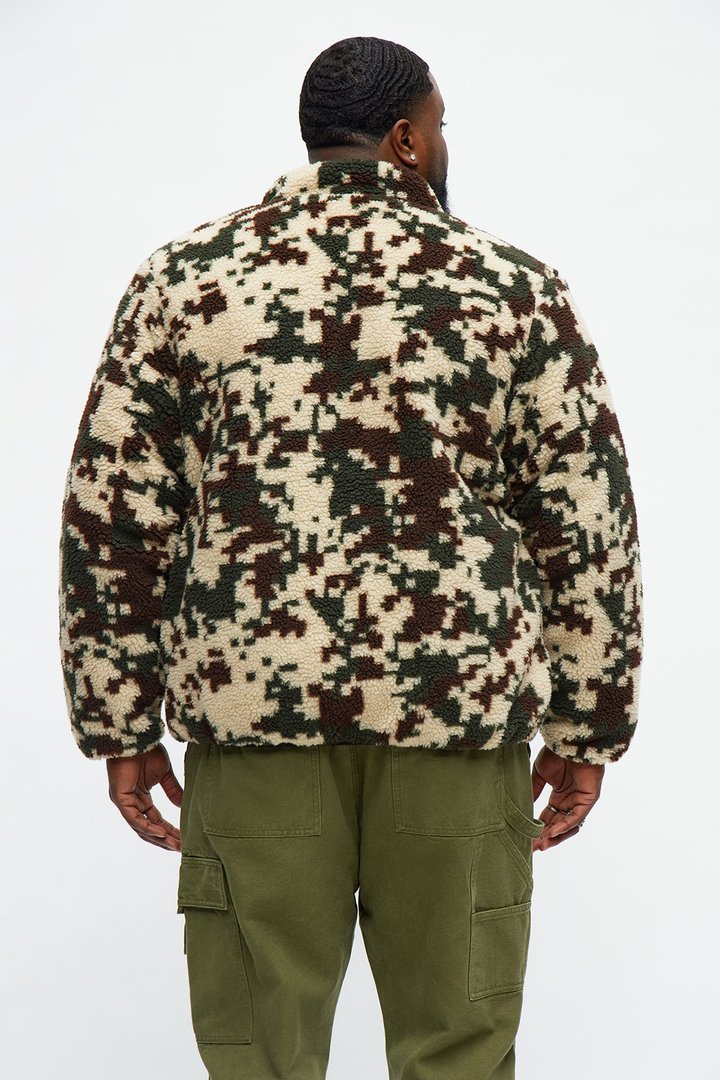 Pixelated Camo Sherpa Zip Shacket - Camouflage