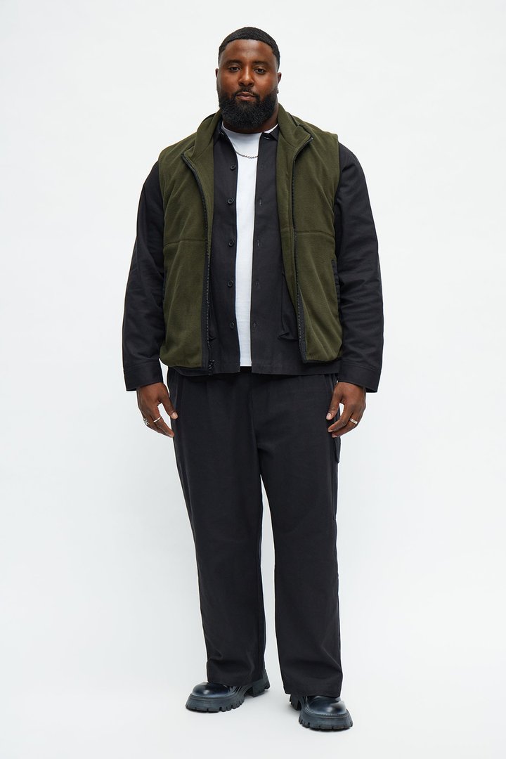 Ready To Go Contrast Trimmed Fleece Vest - Green