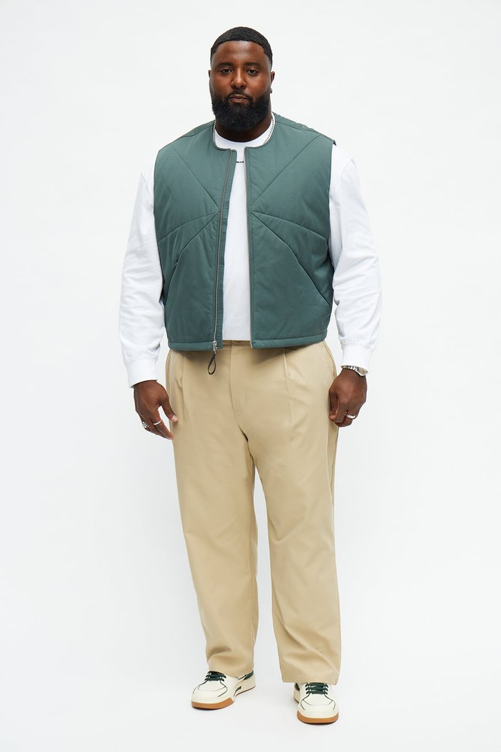 Look At Me Paneled Padded Vest - Olive