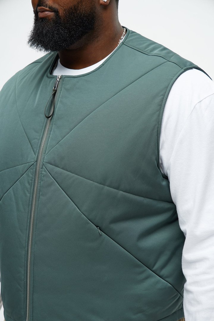Look At Me Paneled Padded Vest - Olive