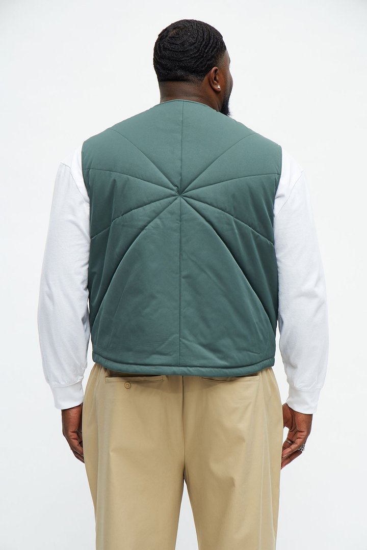 Look At Me Paneled Padded Vest - Olive
