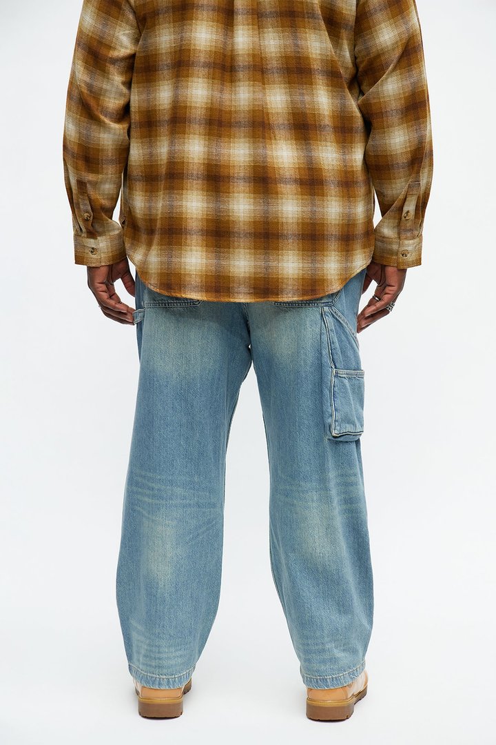 Baggy Double Knee Jean - Medium Blue Wash