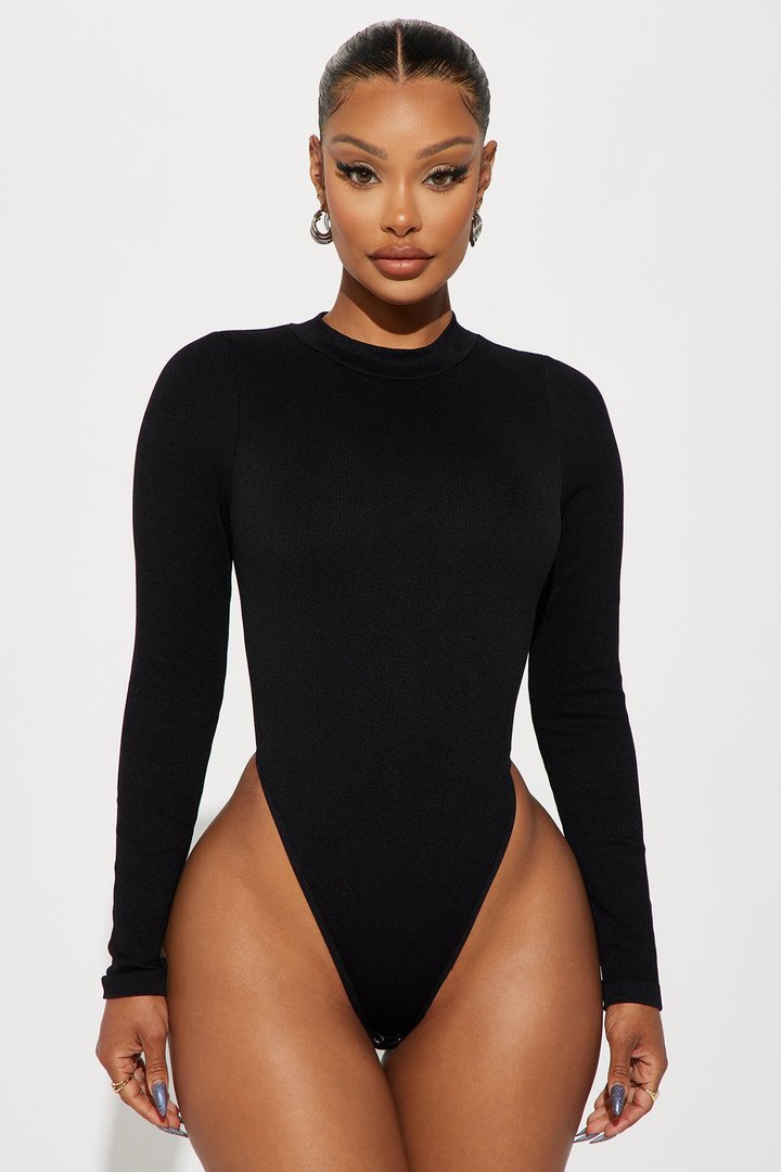 Marena Long Sleeve Bodysuit - Black