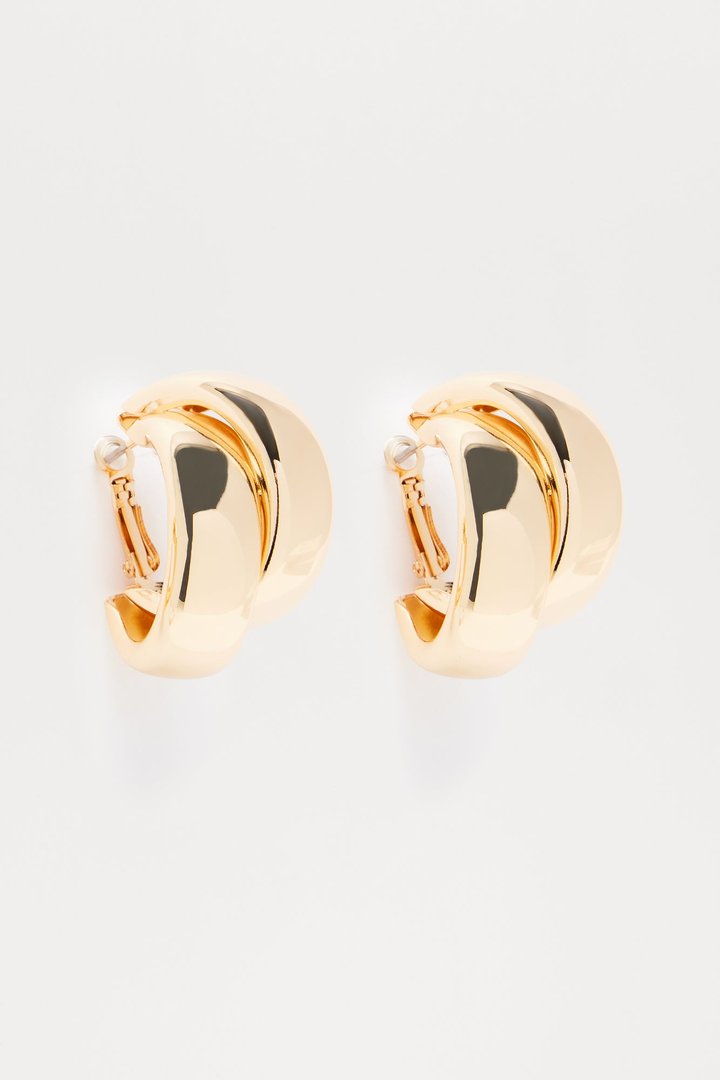 Double Trouble Hoop Earrings - Gold
