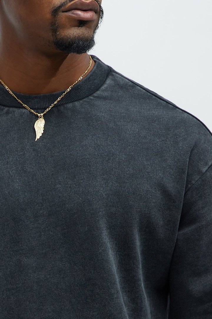 Tayson Heavy Wash Crewneck Sweatshirt - Black Wash