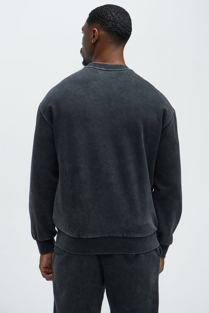 Tayson Heavy Wash Crewneck Sweatshirt - Black Wash