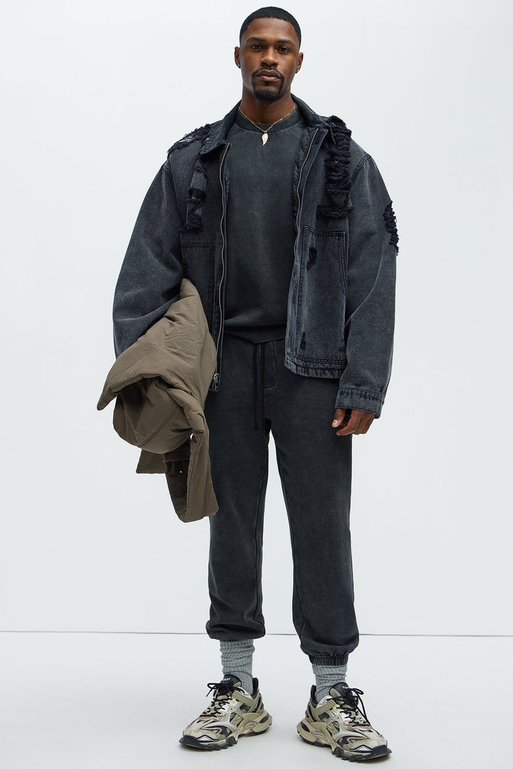 Tayson Heavy Wash Crewneck Sweatshirt - Black Wash