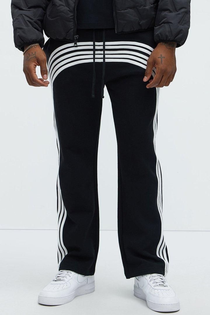 Tayson Race Course Striped Sweatpants - Black