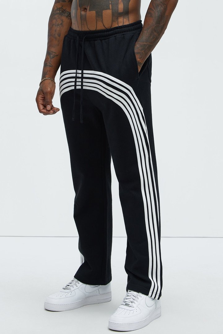 Tayson Race Course Striped Sweatpants - Black