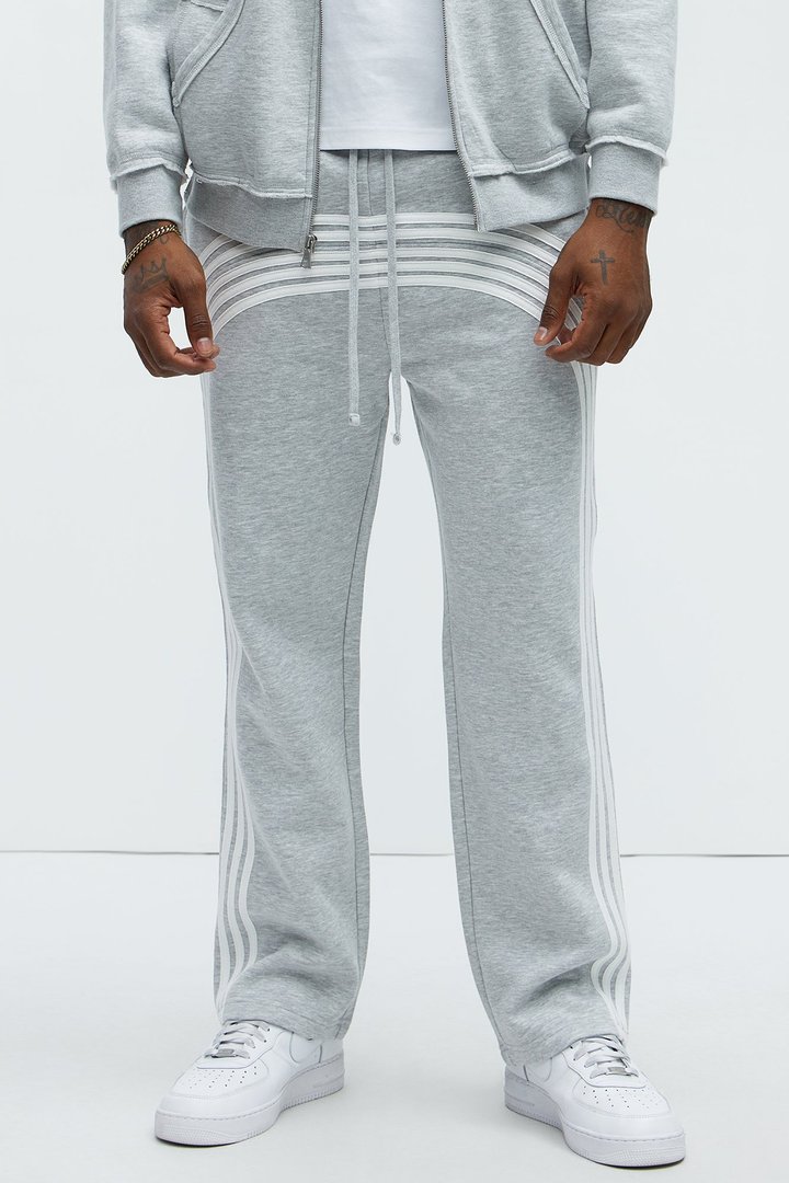 Tayson Race Course Striped Sweatpants - Heather Grey