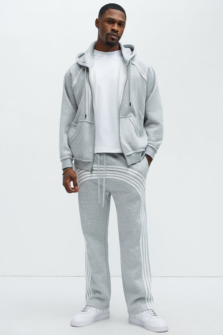 Tayson Race Course Striped Sweatpants - Heather Grey