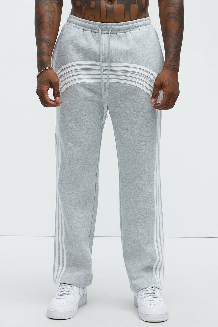 Tayson Race Course Striped Sweatpants - Heather Grey