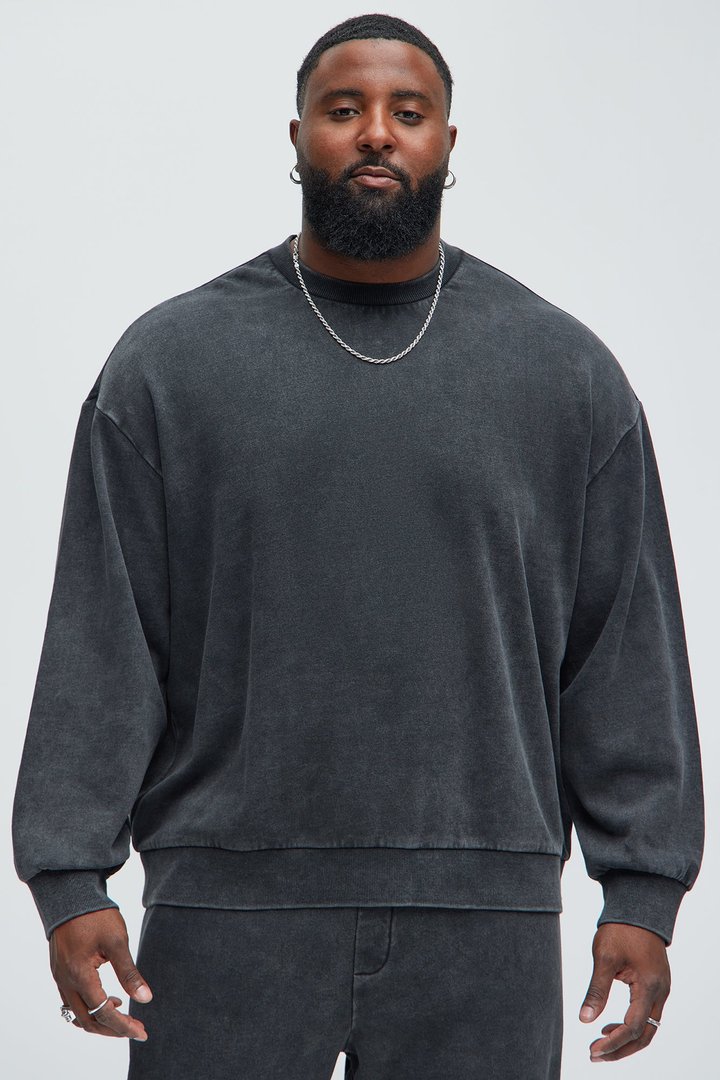 Tayson Heavy Wash Crewneck Sweatshirt - Black Wash