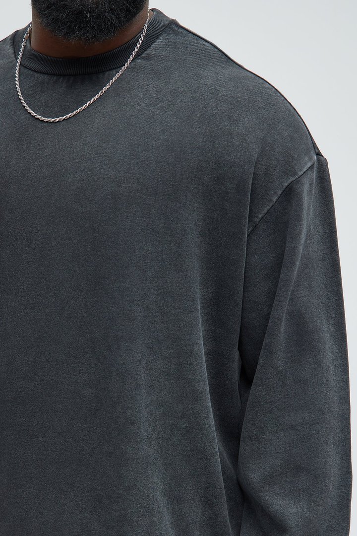 Tayson Heavy Wash Crewneck Sweatshirt - Black Wash