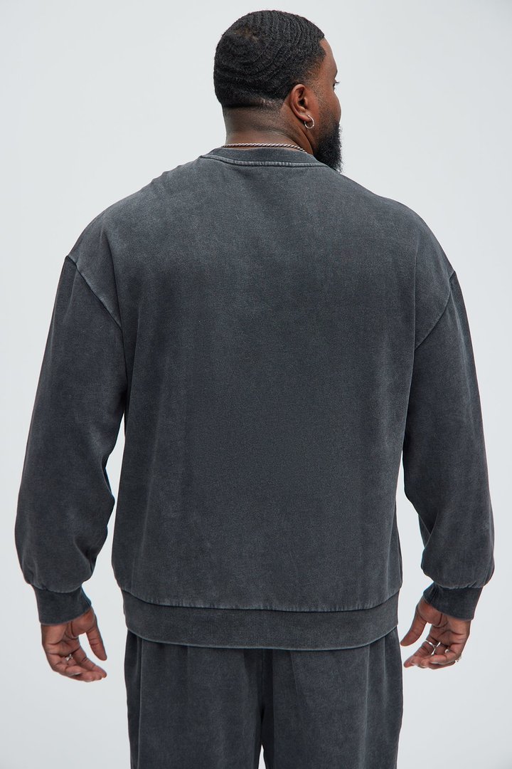 Tayson Heavy Wash Crewneck Sweatshirt - Black Wash