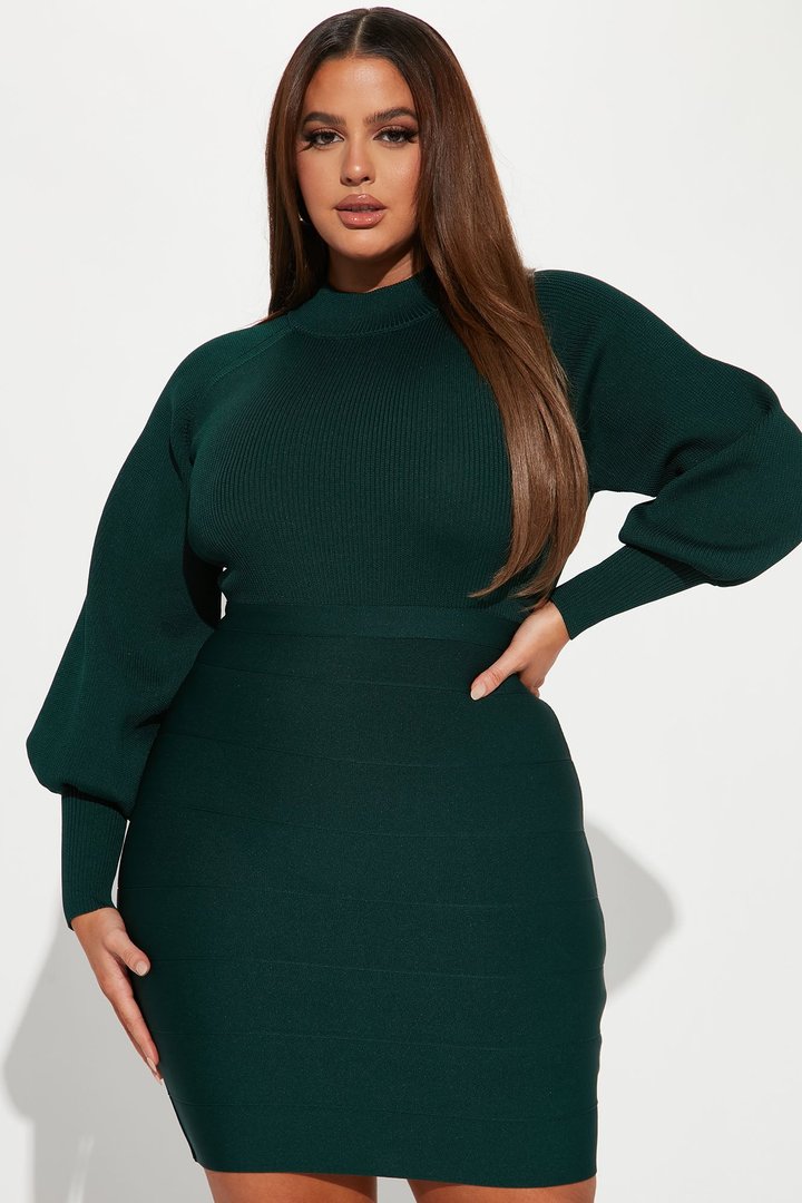 Kai Sweater Bandage Mini Dress - Hunter