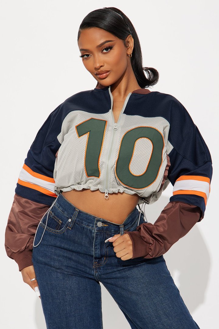Carmela Racer Windbreaker Jacket - Navy/combo