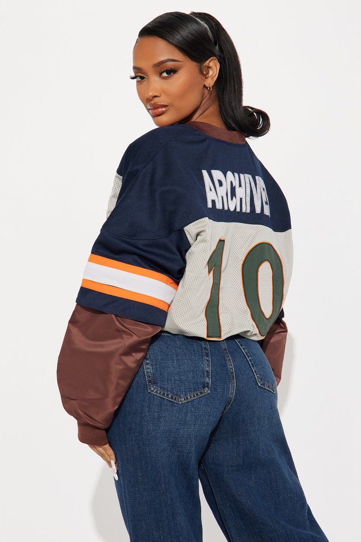 Carmela Racer Windbreaker Jacket - Navy/combo