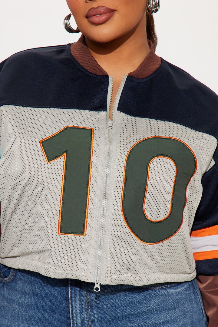 Carmela Racer Windbreaker Jacket - Navy/combo