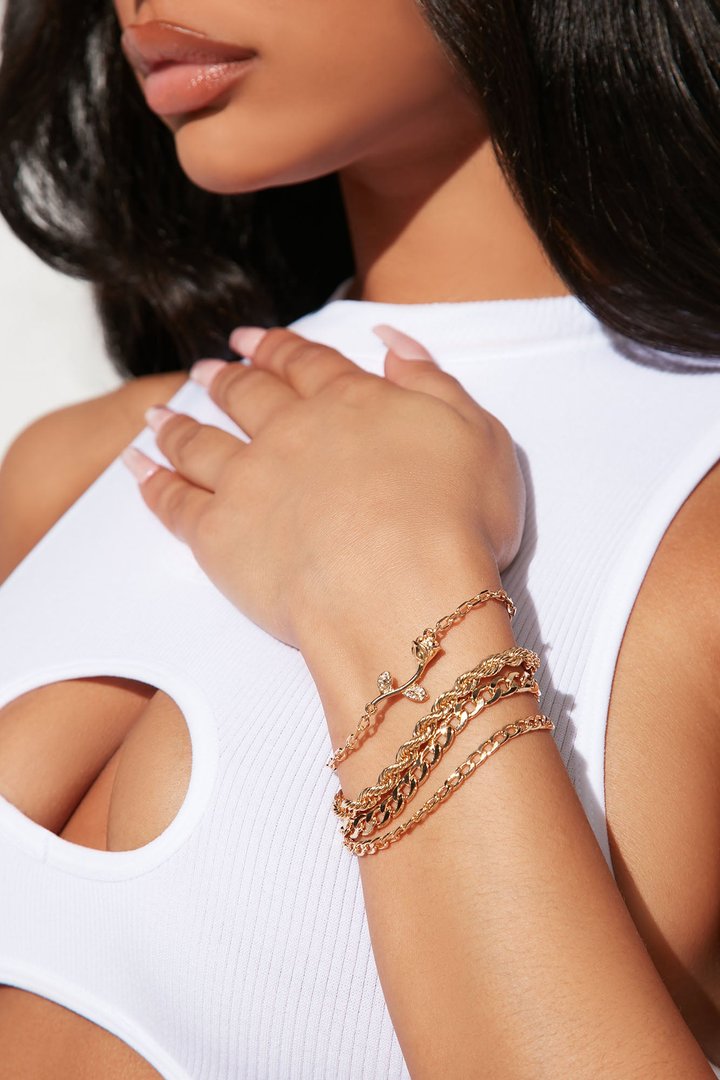 Pretty Rose 4 Piece Bracelet Set - Gold