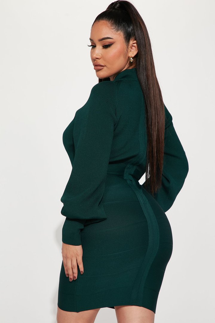 Kai Sweater Bandage Mini Dress - Hunter