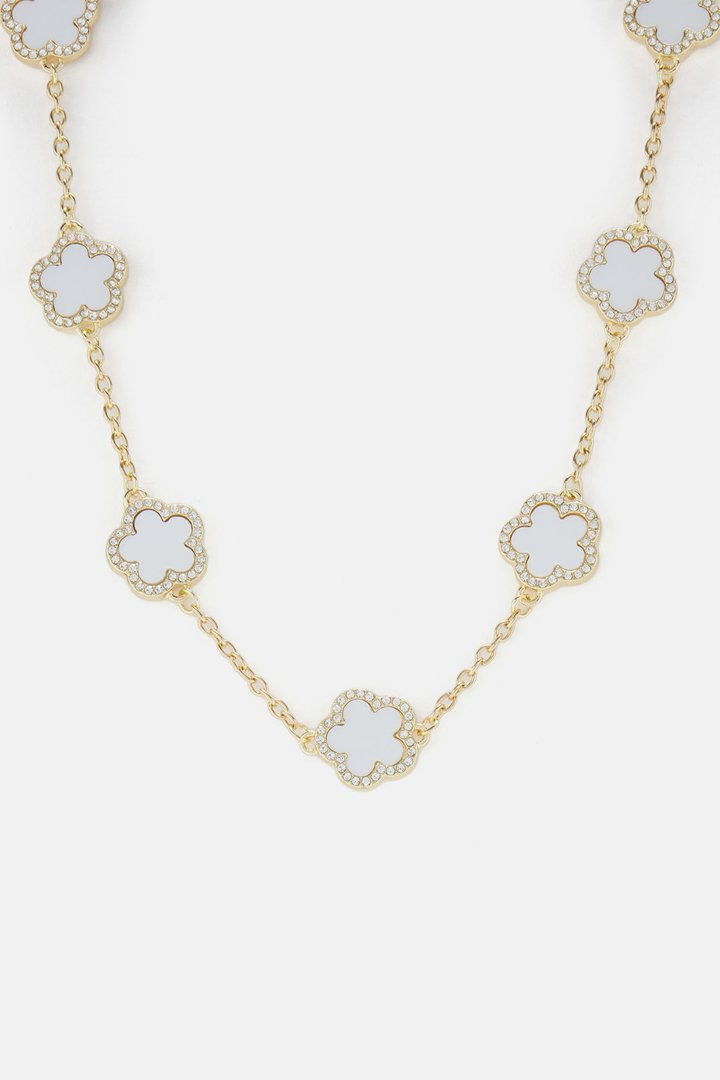 Clover Bae Chain Necklace - White/Gold
