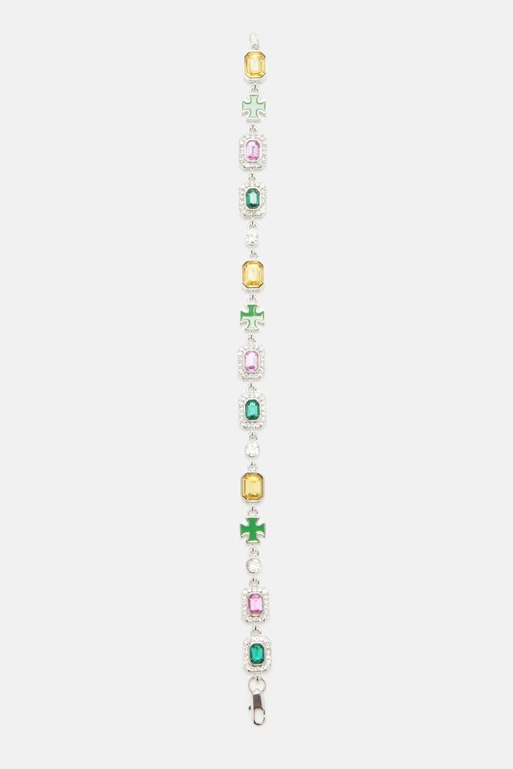 Cross Mixed Colors Bracelet - Silver