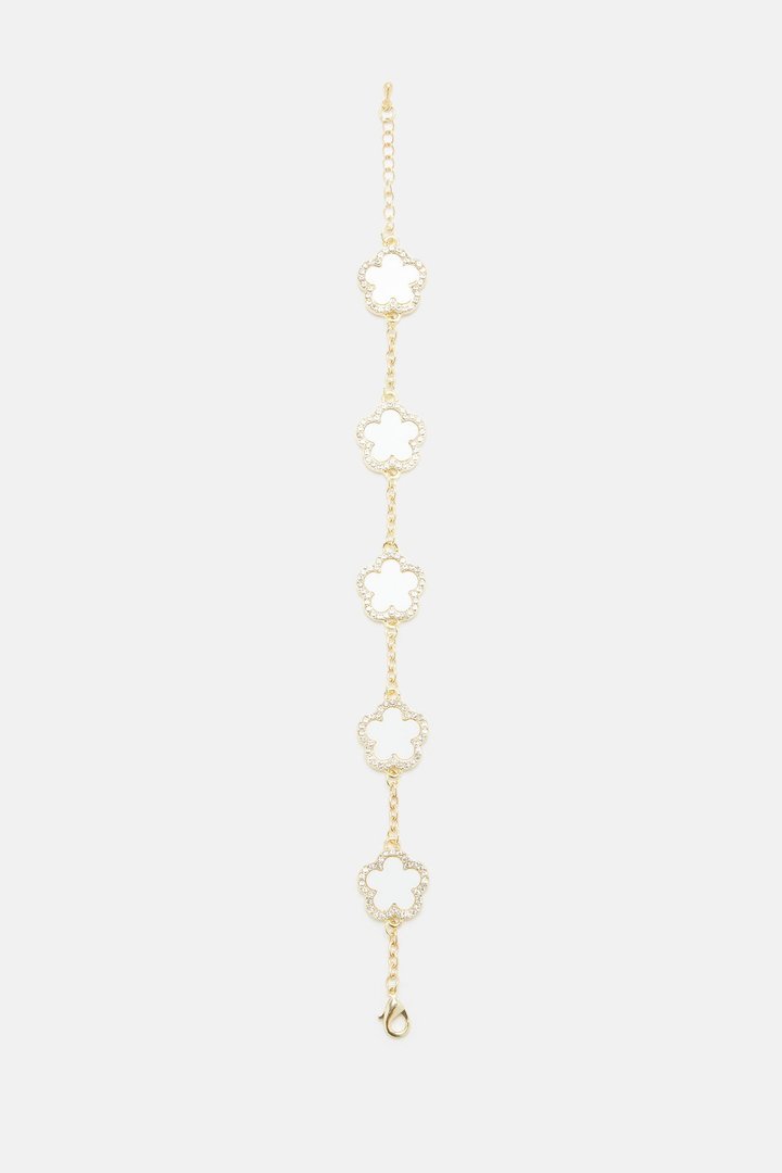 My Clover Chain Bracelet - White/Gold