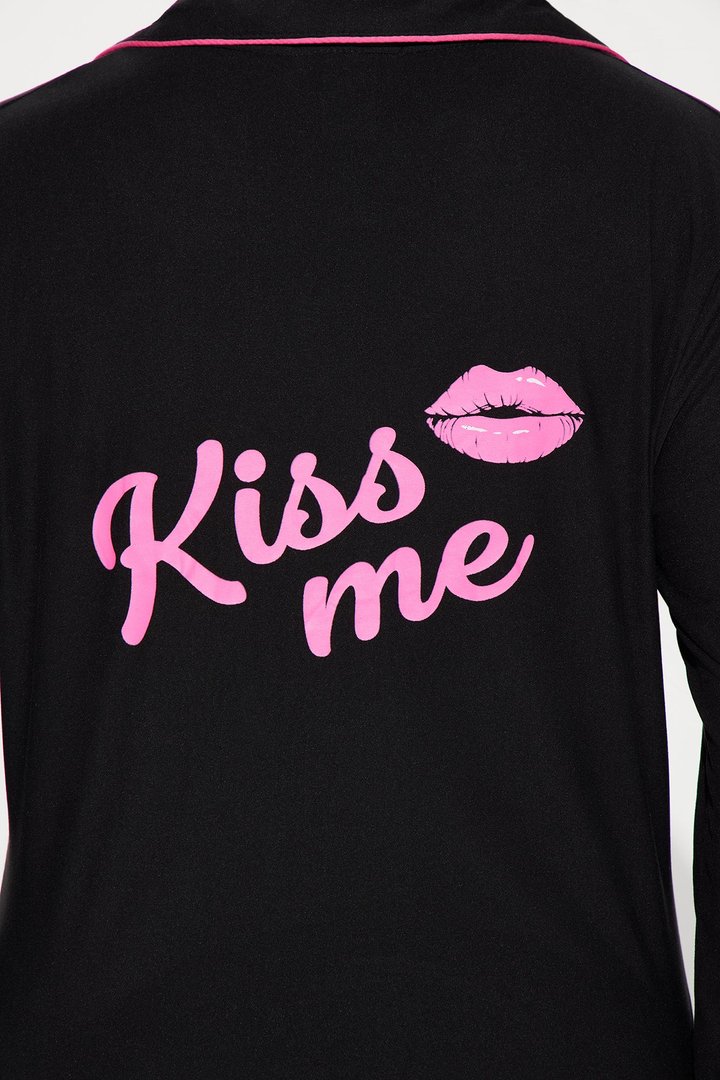 Kiss Me PJ Pant Set - Black/Pink