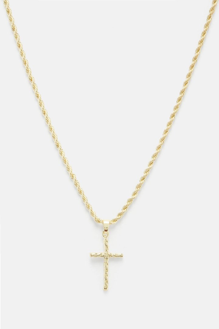 Nugget Holy Cross Chain Necklace - Gold