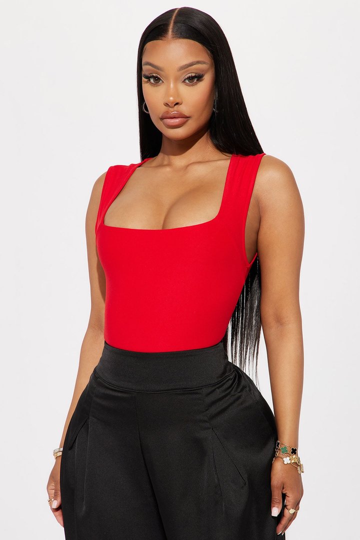 Serena Square Neck Bodysuit - Red