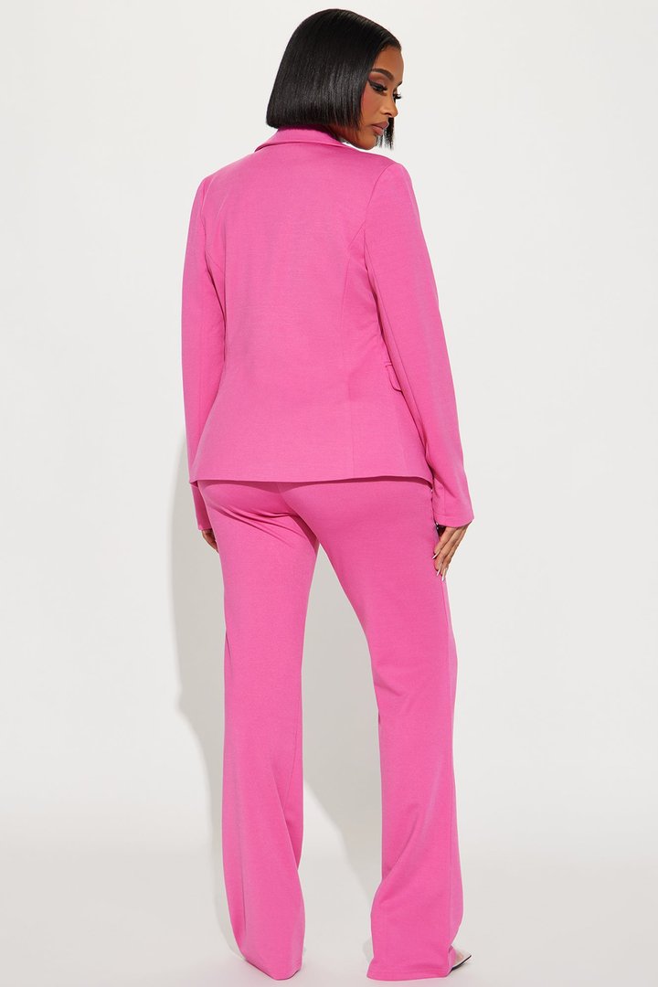 Business Per Usual Blazer Pant Set - Hot Pink