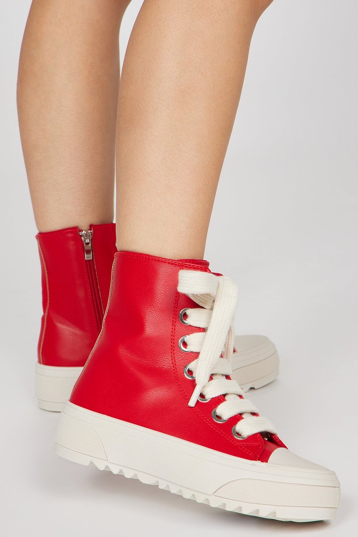 Letting Go High Cut Sneakers - Red